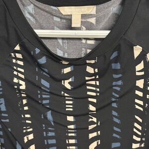 Banana Republic Black Ruched Long Sleeve Dress